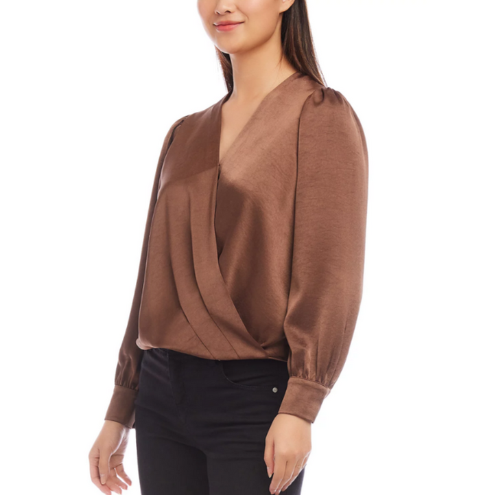 Karen Kane Satin Draped Top MSRP $148