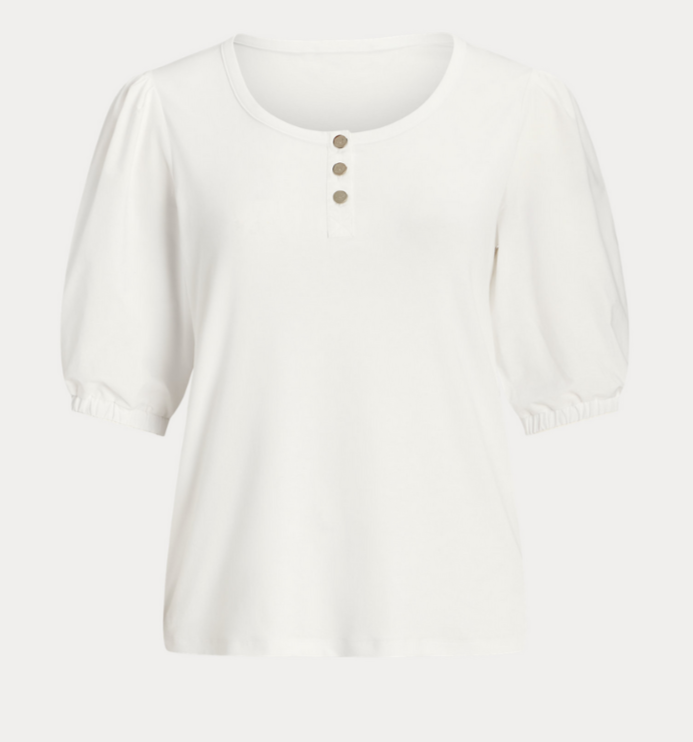 Lauren Ralph Lauren Plus Size Puff-Sleeve Henley Tee MSRP $99