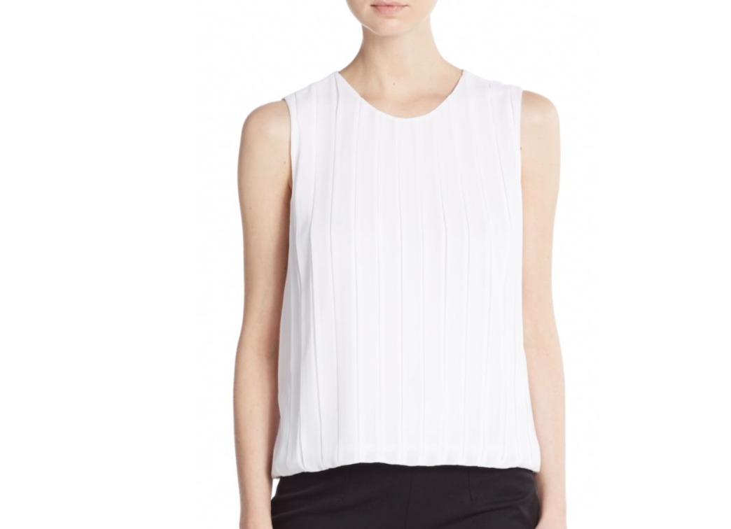 Calvin Klein Sleeveless Pleated Blouse MSRP $69