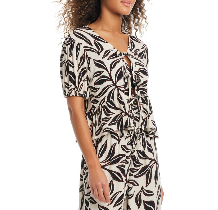 Bar III Women's Resort Daze Tie-Front Top Swim Cover-Up MSRP $56