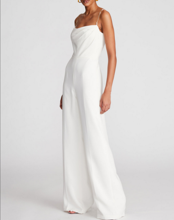 HALSTON Brea Scoop Neck Sleeveless Jumpsuit MSRP $495