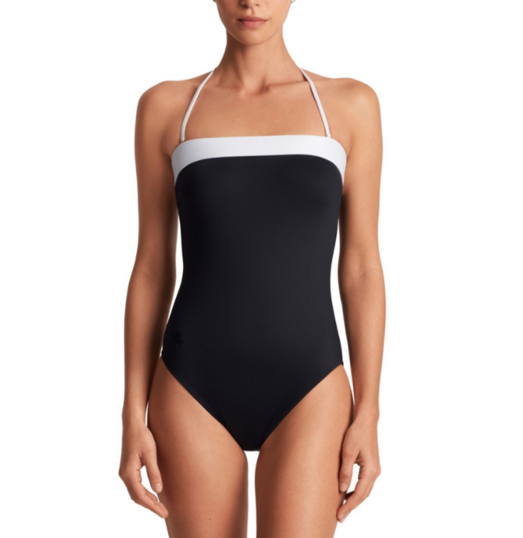 Lauren Ralph Lauren Modern Bandeau One Piece Swimsuit MSRP $120