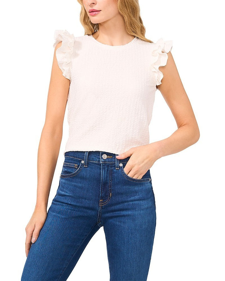 CeCe Women's Sleeveless Double Ruffled Tank Top MSRP $59