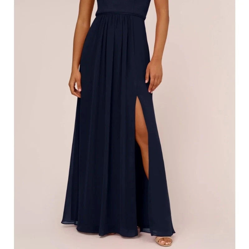Adrianna Papell One-Shoulder Chiffon Gown MSRP $139