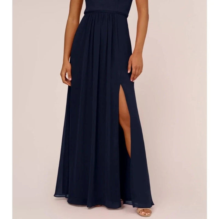 Adrianna Papell One-Shoulder Chiffon Gown MSRP $139