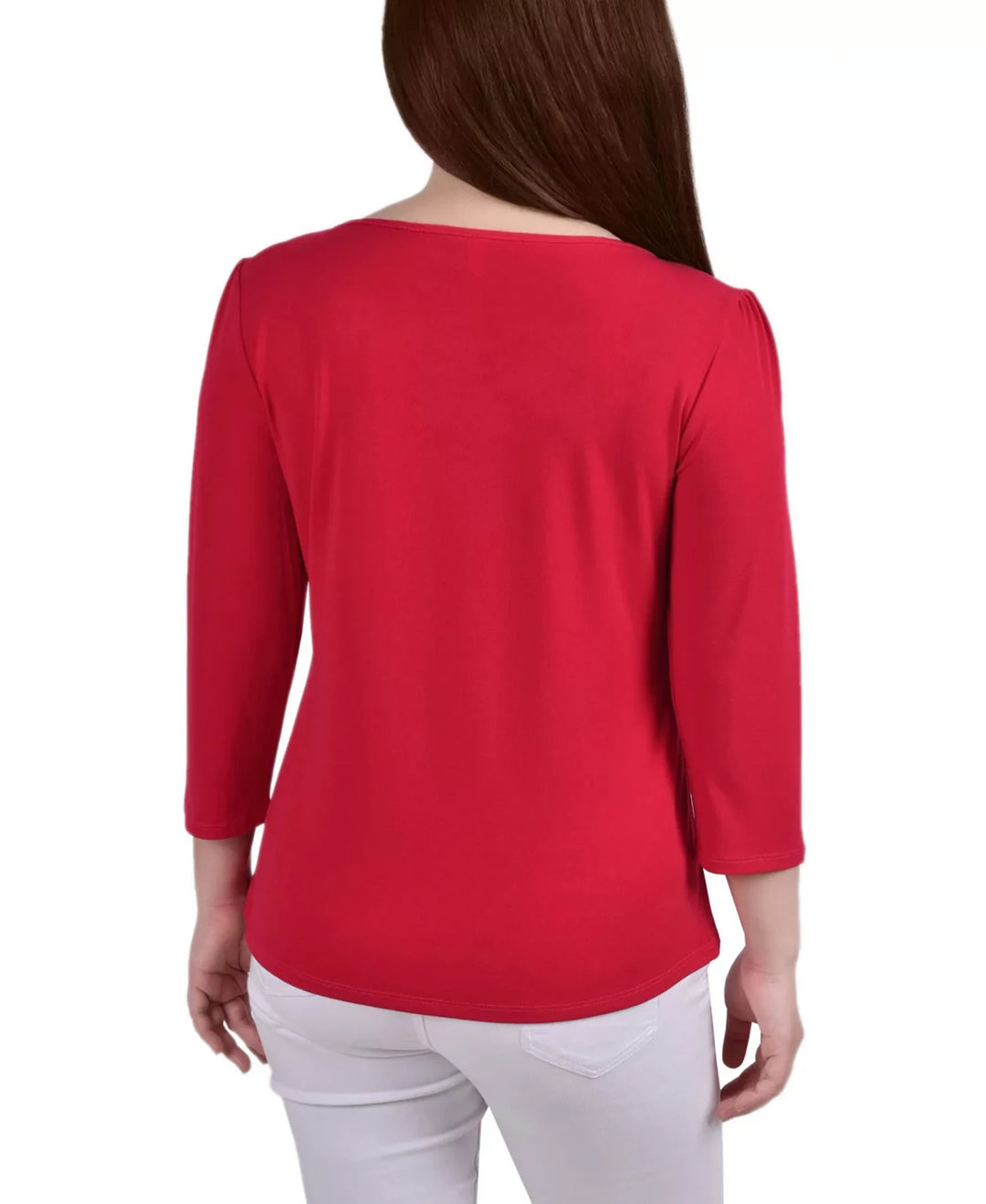 NY Collection Petite 3/4 Sleeve Crepe Knit Top MSRP $42