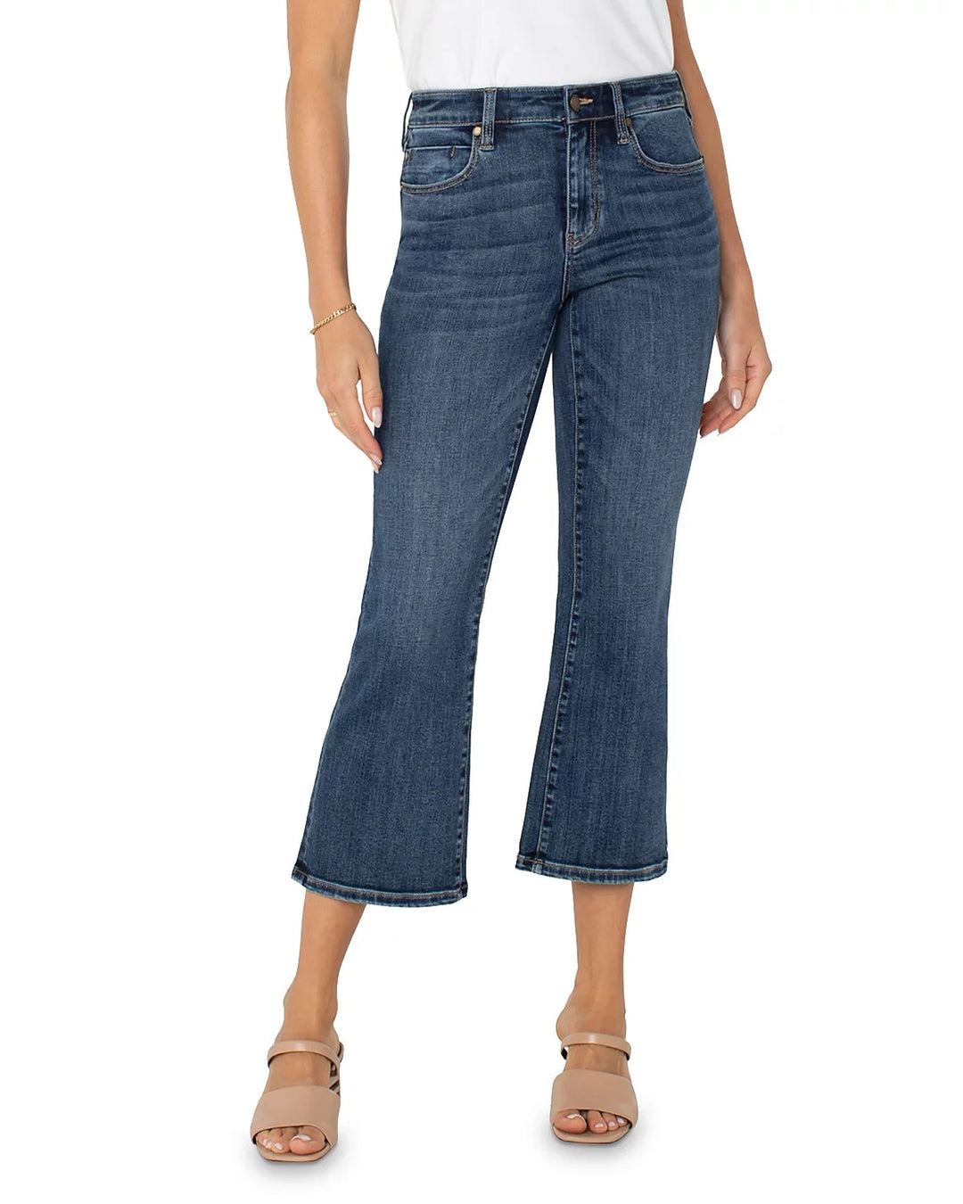 Liverpool Los Angeles Hannah Mid Rise Cropped Flare Leg Jeans MSRP $119