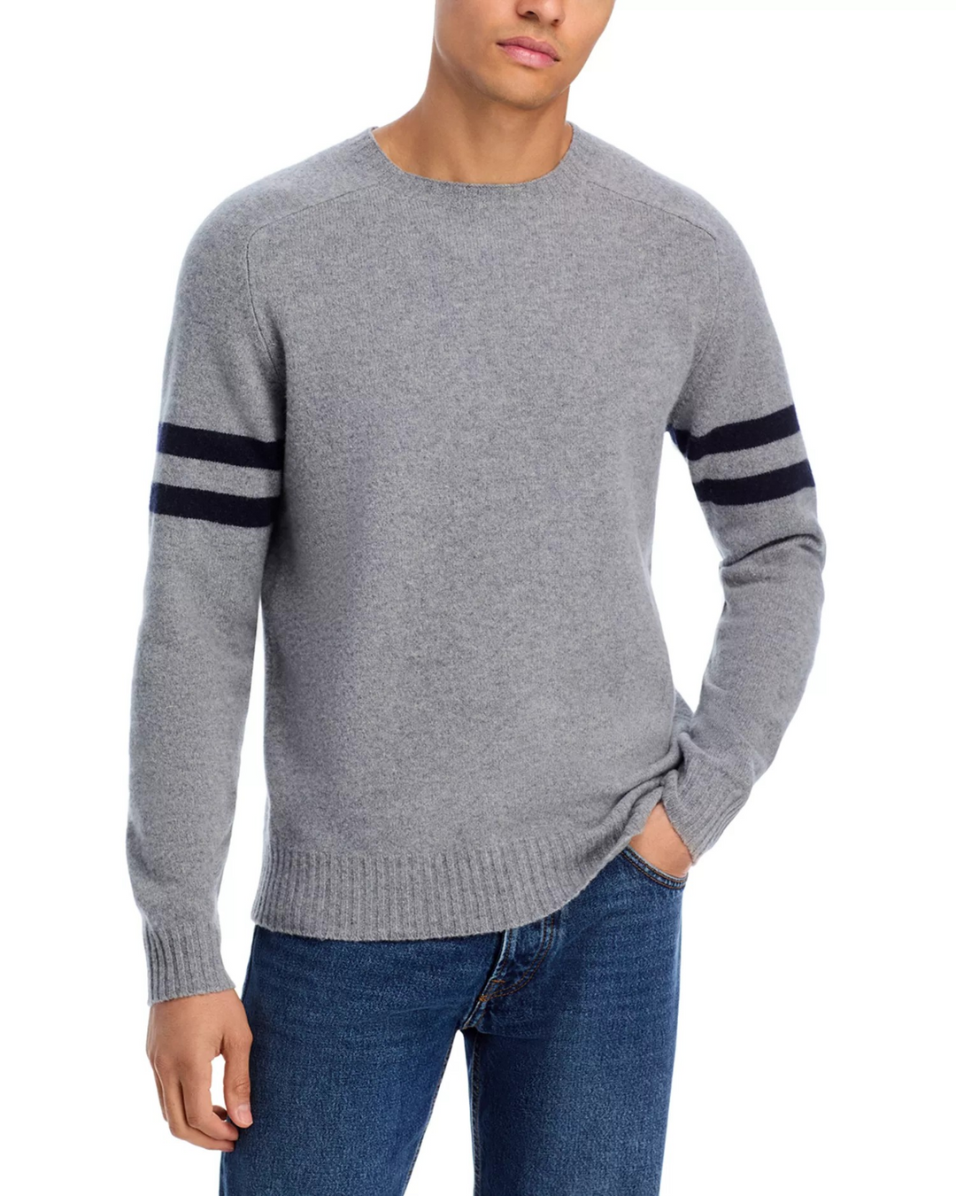 The Men's Store at Bloomingdale's Merino Wool Striped Sleeve Sweater MSRP $148