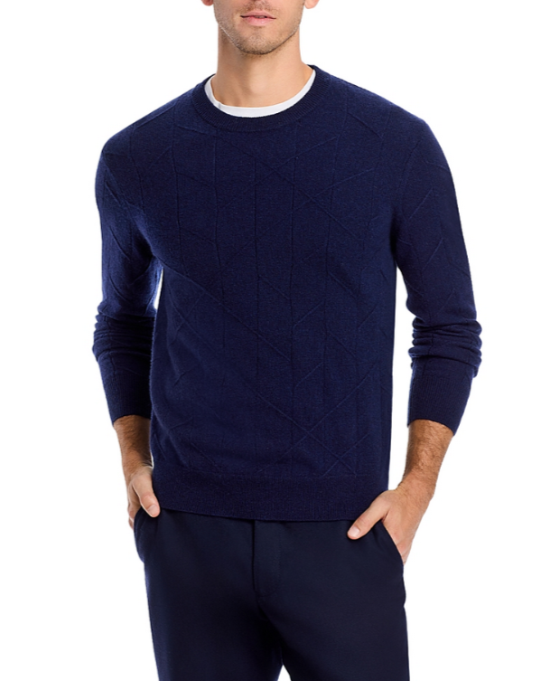 The Men Store Cashmere Novelty Stitch Crewneck Sweater MSRP $228