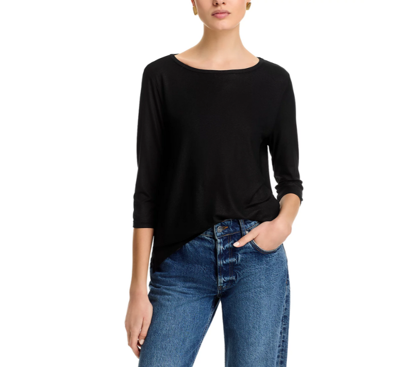 Majestic Filatures Boat Neck Three Quarter Sleeve Tee MSRP $230
