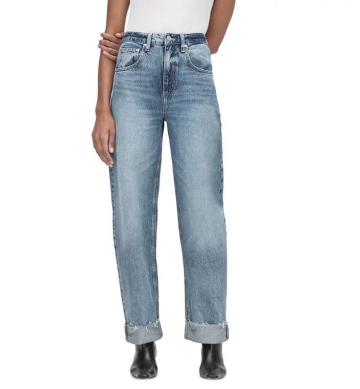 FRAME Long Barrel Raw Cuff High Rise Jeans MSRP $268