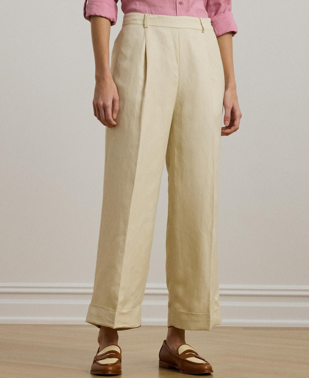 Lauren Ralph Lauren Linen-Blend Twill Wide-Leg Pants MSRP $185