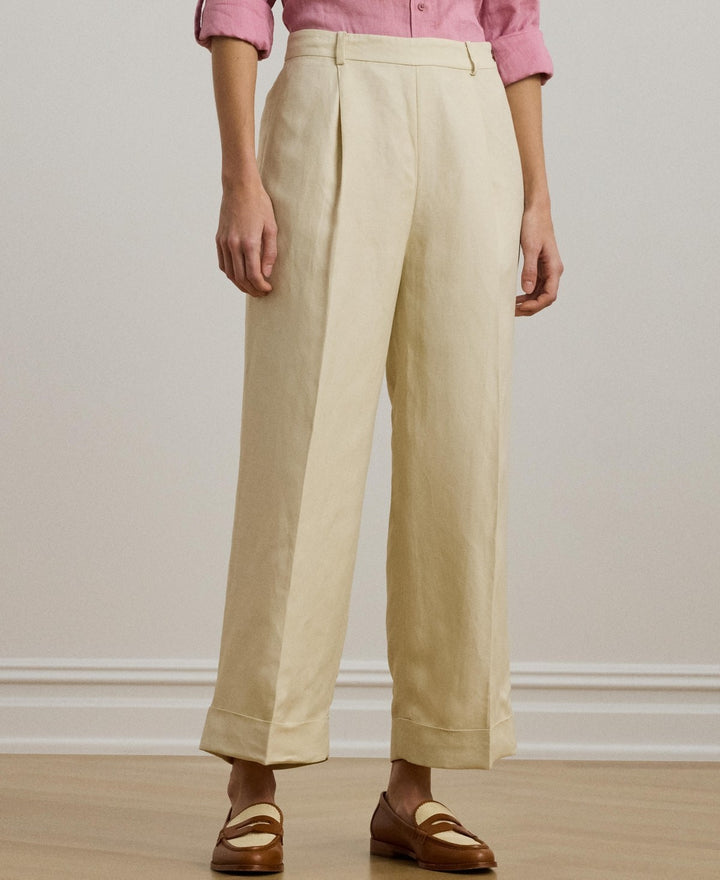 Lauren Ralph Lauren Linen-Blend Twill Wide-Leg Pants MSRP $185