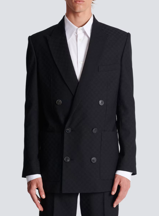 Balmain Monogram Wool Jacquard Sport Coat MSRP $2990