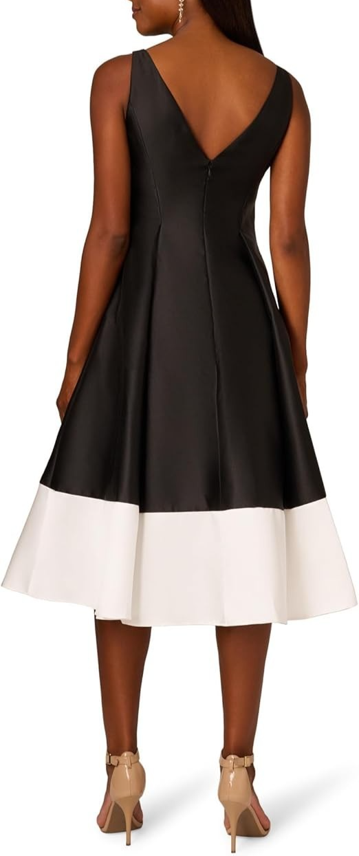 Adrianna Papell Women's Two Toned Mikado Midi Dress MSRP $169