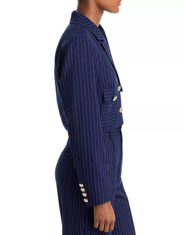 AQUA Pinstripe Twill Cropped Blazer