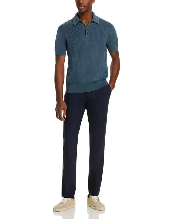 The Men's Store Pointelle Short Sleeve Sweater Polo MSRP $108