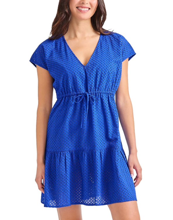 Tommy Bahama Eyelet Cove V Neck Swim Cover-Up Dress MSRP $99