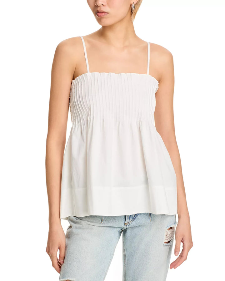 Wayf Asalia Poplin Pleated Top MSRP $78