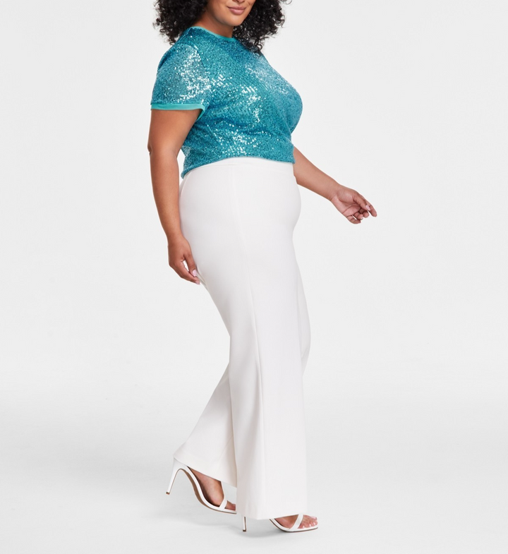 Anne Klein Plus Size Compression Pull-On Wide-Leg Trousers