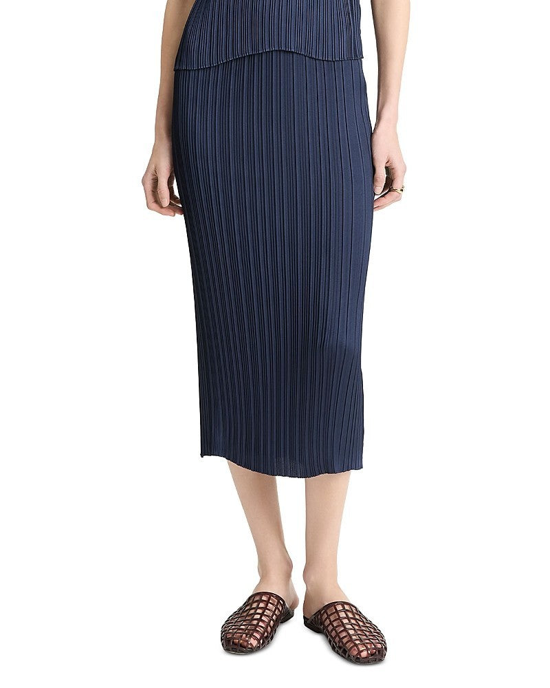Vince Pleated Straight Pull-On Midi Skirt MSRP $398