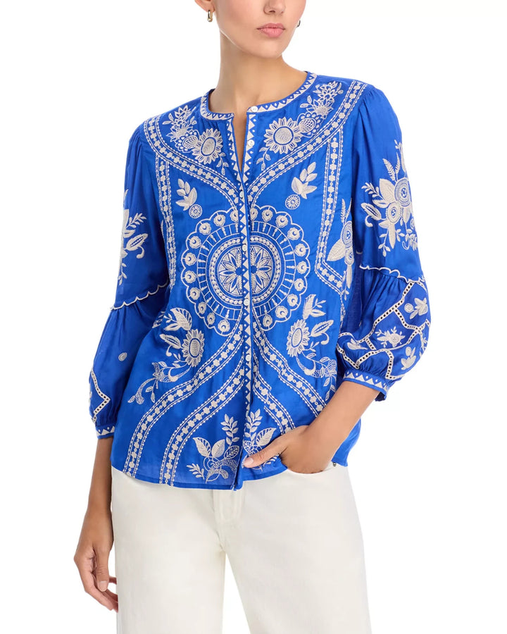 Johnny Was Scallop Sleeve Blouse MSRP $348