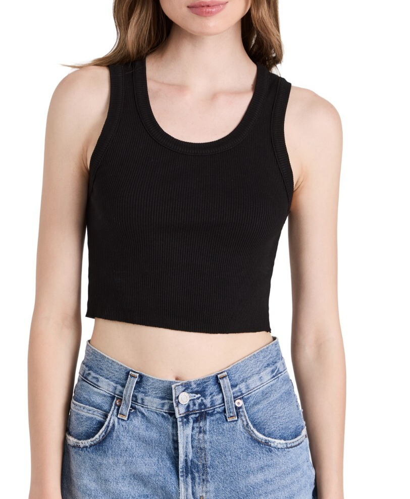 Agolde, Sleeveless Tops, Ribbed Tank Top with Sporty Cut