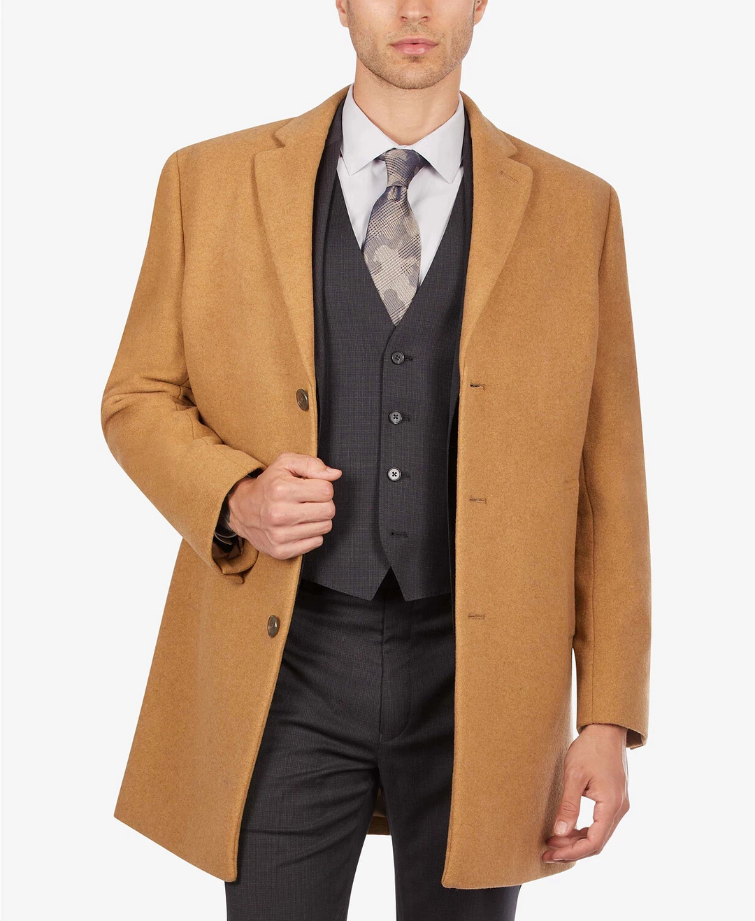 Calvin Klein Men's Prosper Wool-Blend Slim Fit Overcoat MSRP $395