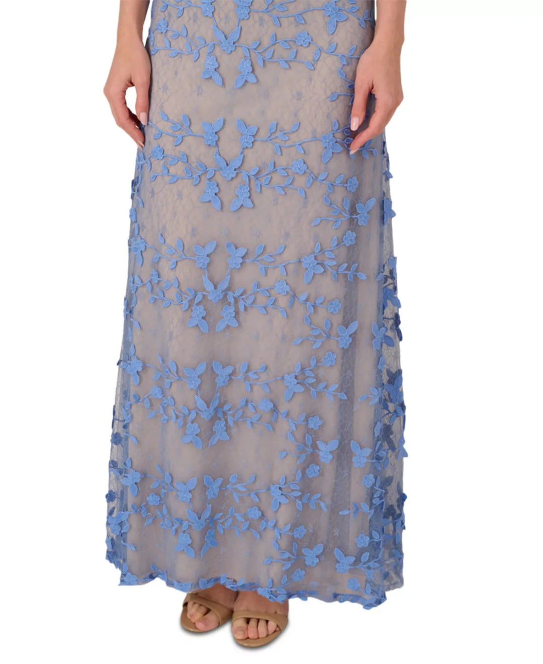 Adrianna Papell Women's V-Neck Embroidered Lace Gown MSRP $279