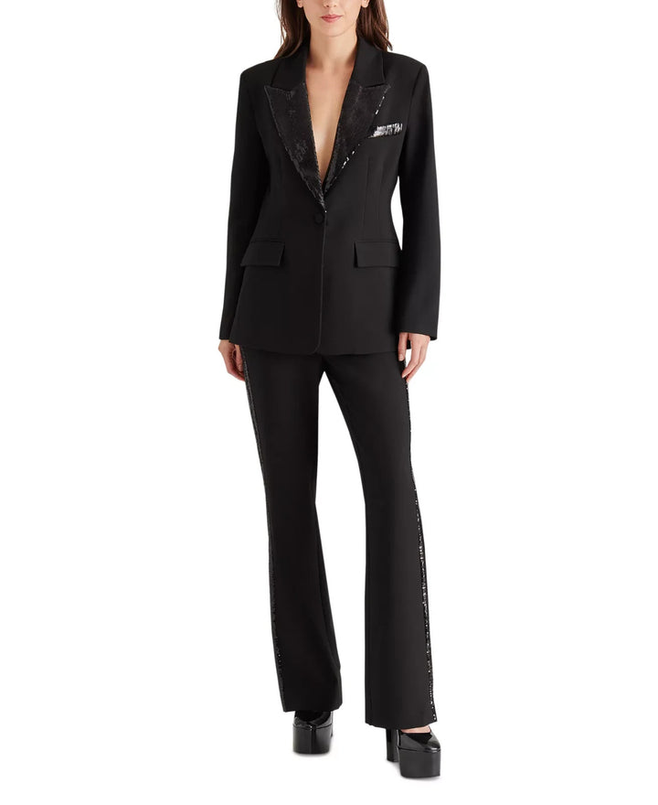 Steve Madden Misha Sequin-Trim One-Button Blazer MSRP $119