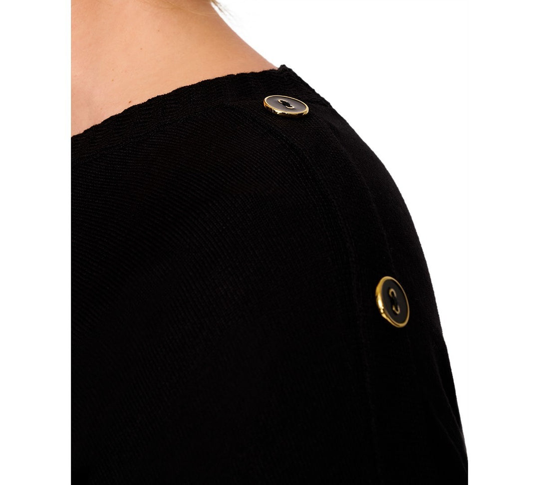 Melissa Paige Plus Size Zigzag-Trim Button-Shoulder Sweater MSRP $51.50