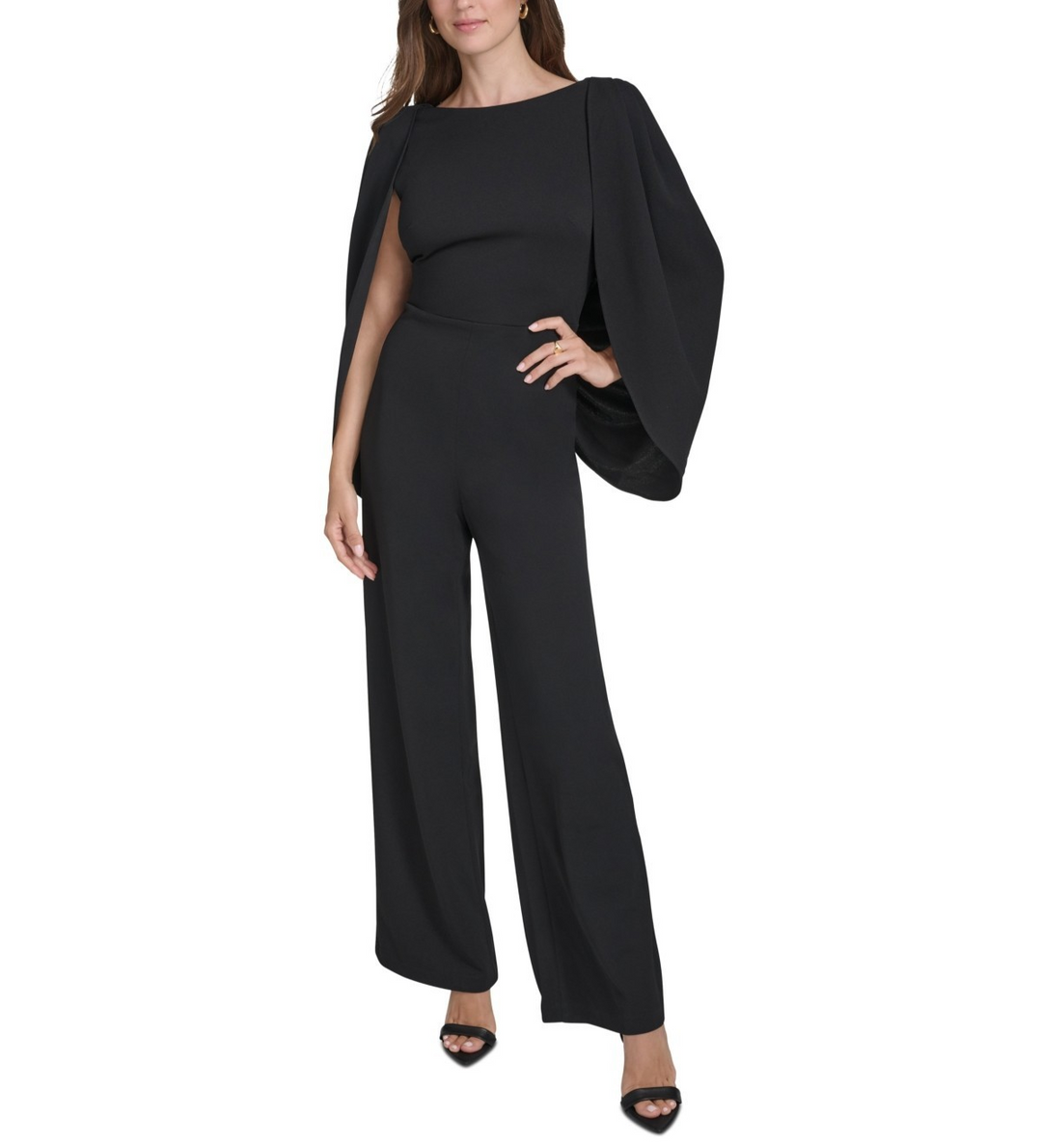 Halston Cape-Sleeve Bow-Back Jumpsuit MSRP $149