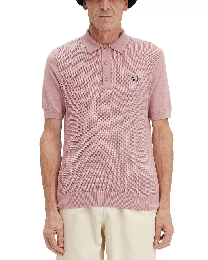 Fred Perry Cotton Textured Knit Regular Fit Polo Shirt MSRP $98