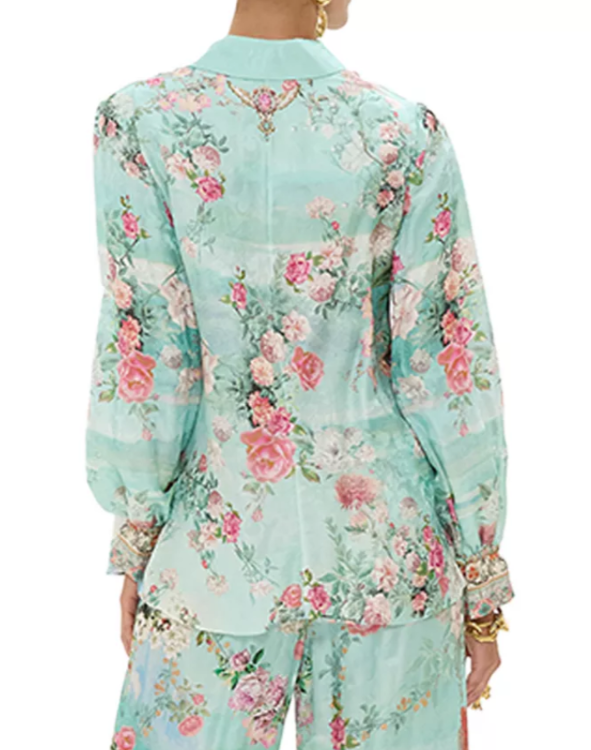 Camilla Silk Floral Print Blouse MSRP $699