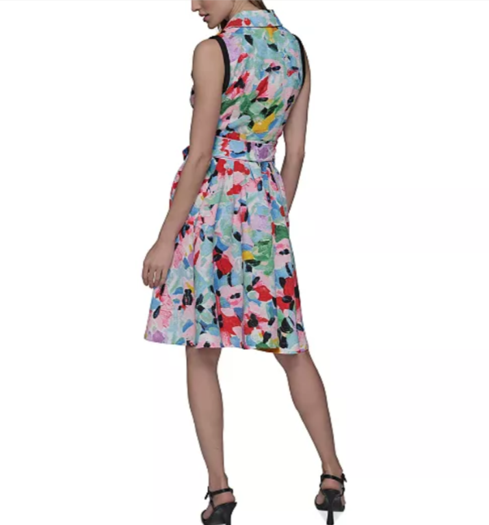 KARL LAGERFELD PARIS Belted Sleeveless Tweed Dress MSRP $158