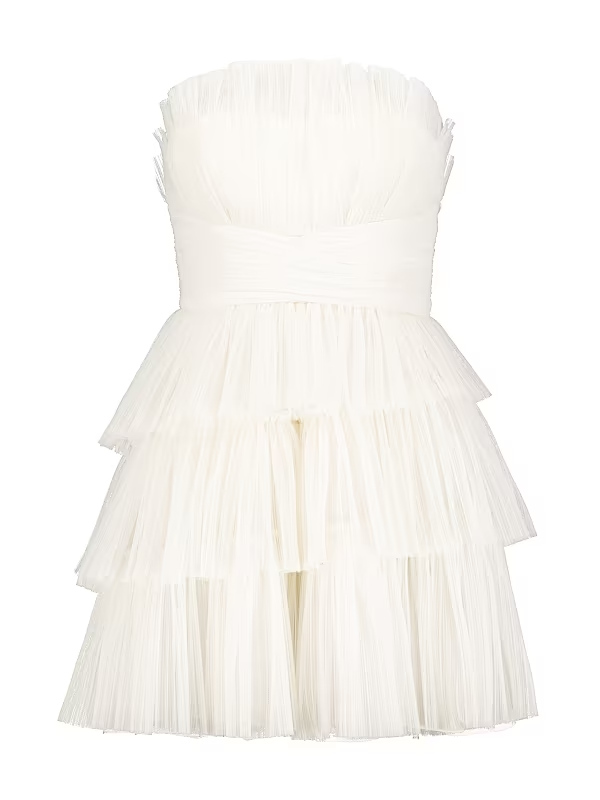 BCBGMAXAZRIA Strapless Tiered Tulle Mini Dress MSRP $398