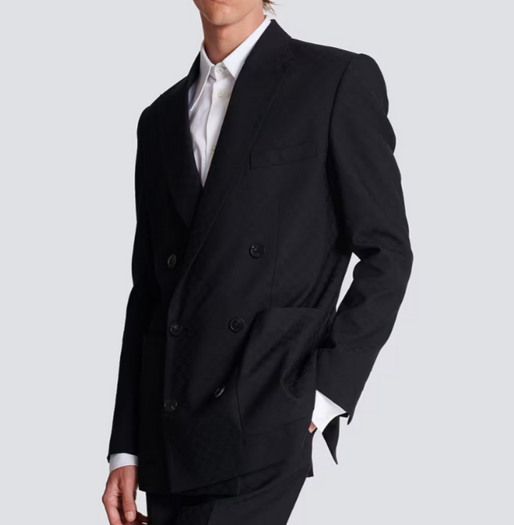 Balmain Monogram Wool Jacquard Sport Coat MSRP $2990