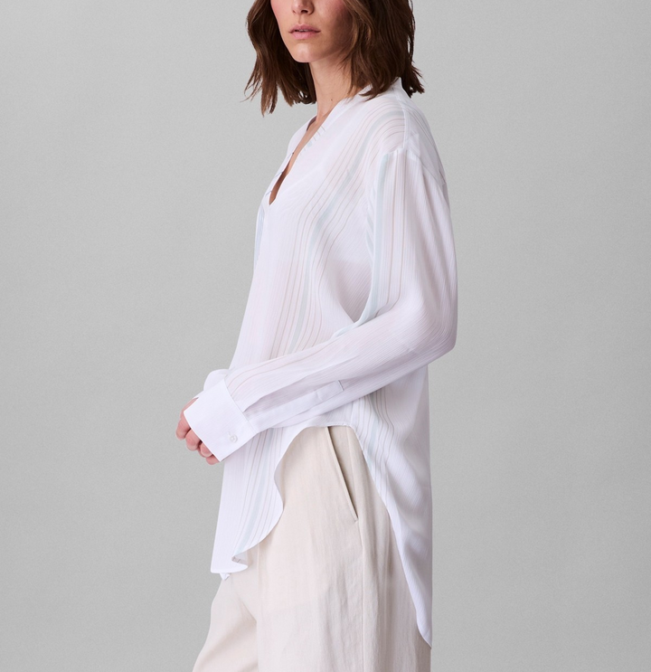 Calvin Klein Long-Sleeve Multi Stripe Tunic MSRP $109