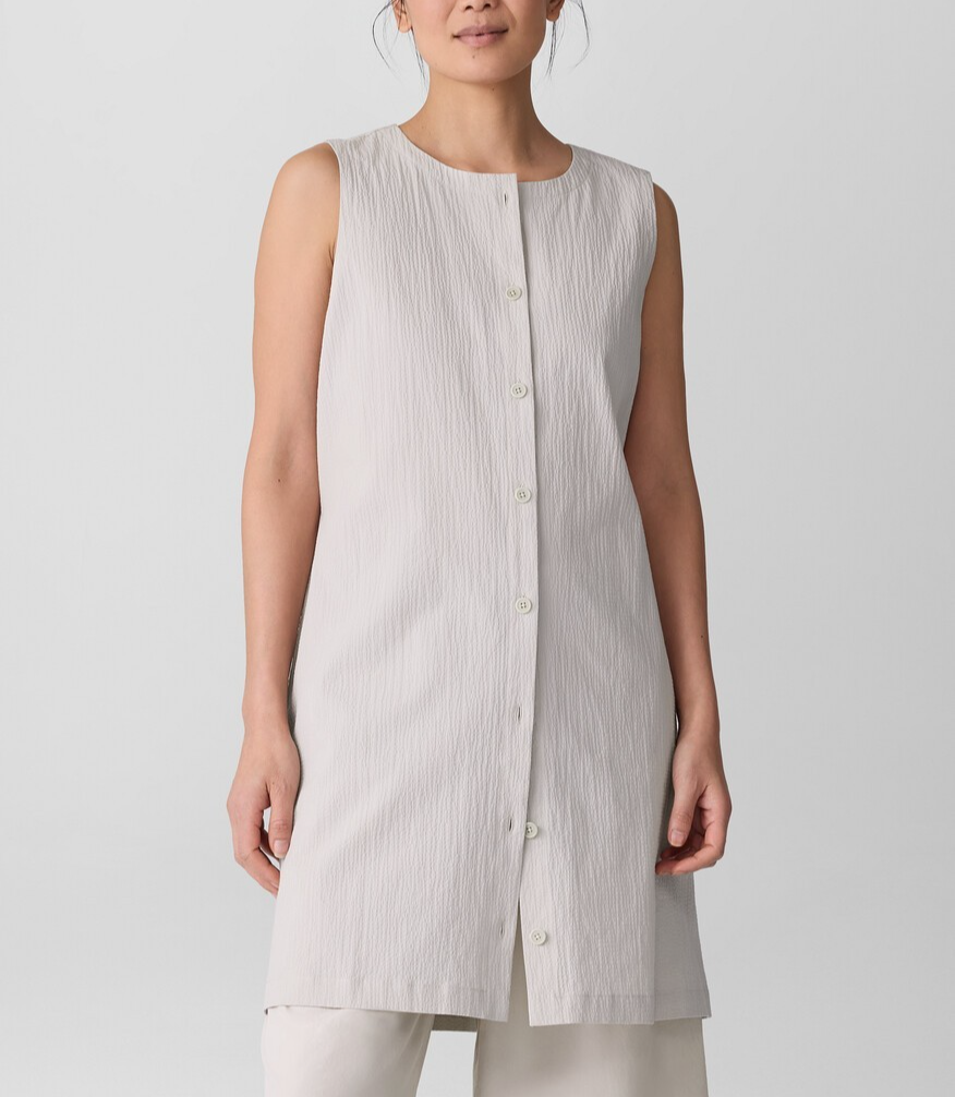 EILEEN FISHER Organic Cotton Pucker Long Vest MSRP $168