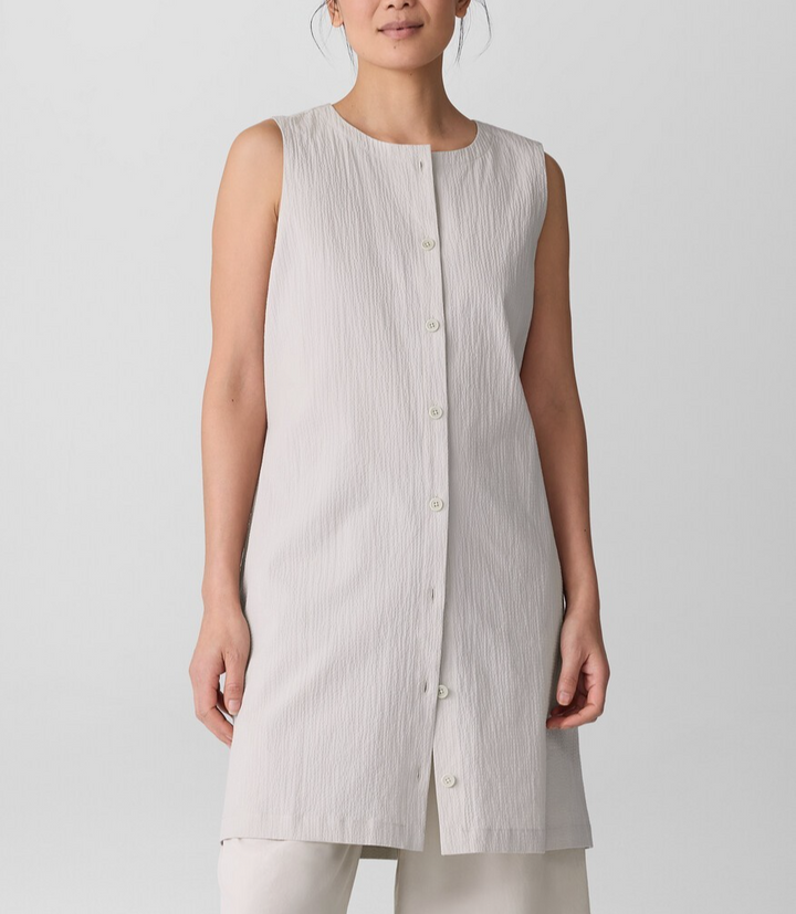 EILEEN FISHER Organic Cotton Pucker Long Vest MSRP $168