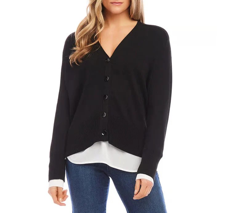 Karen Kane Layered Sweater Cardigan MSRP $148