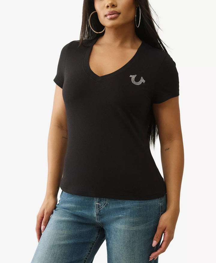 Women's Crystal World Tour V Neck T-Shirt MSRP $59