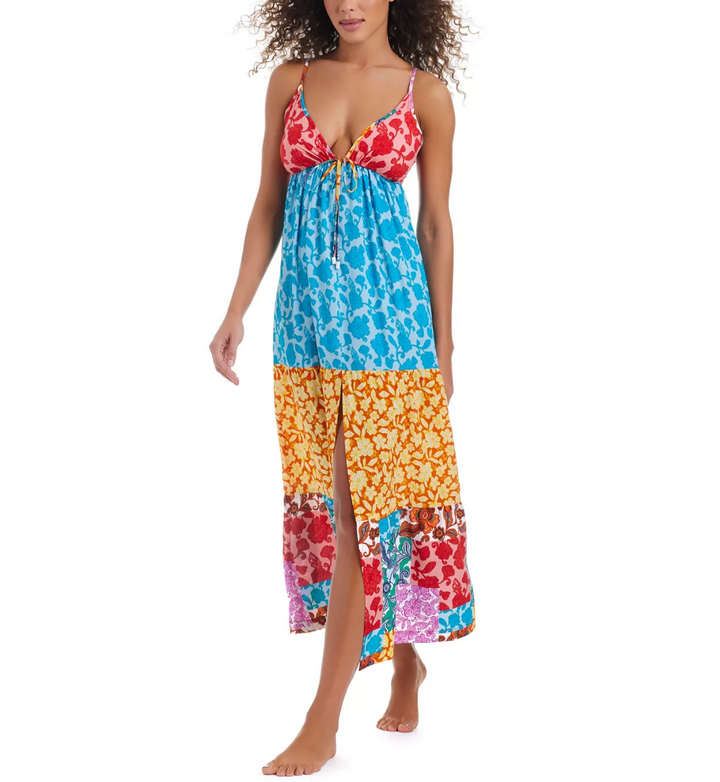 Bar III Beachside Boheme Tiered Maxi Dress Swim Cover-Up MSRP $56