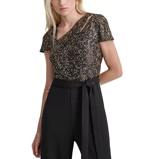 DKNY Shoulder-Cutout Asymmetric Jumpsuit MSRP $149