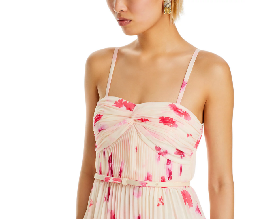 Self-Portrait Pleated Tiered Midi Dress MSRP $510