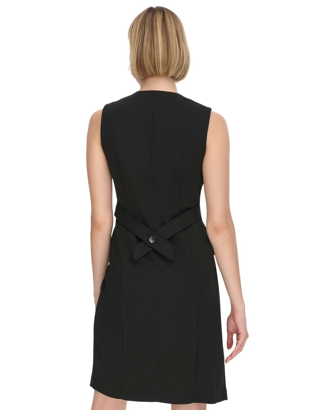 Calvin Klein Women's V-Neck Button-Front Sleeveless Shirtdress MSRP $134