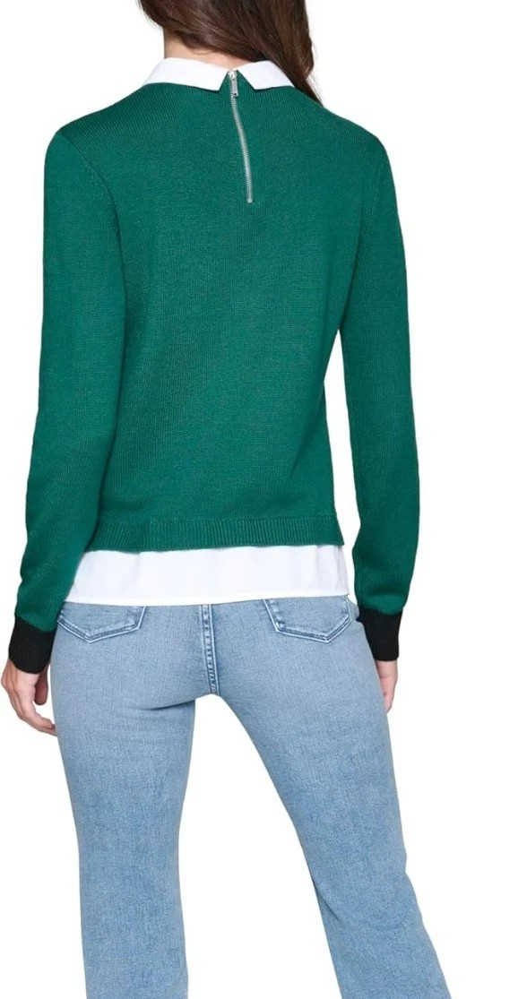 Karl Lagerfeld Paris Womens Layered Knit Pullover Sweater MSRP $119