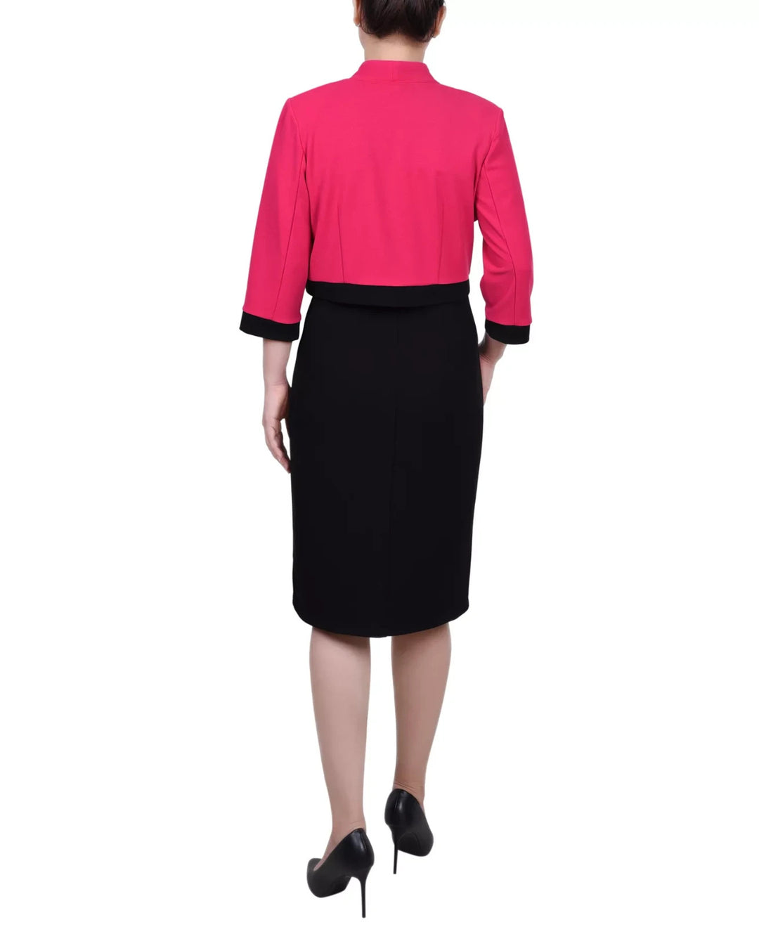 NY Collection Petite 3/4 Sleeve Colorblocked Dress, 2 Piece Set MSRP $62