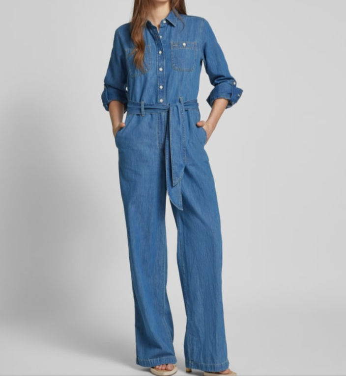 Lauren Ralph Lauren Denim Wide-Leg Jumpsuit MSRP $245