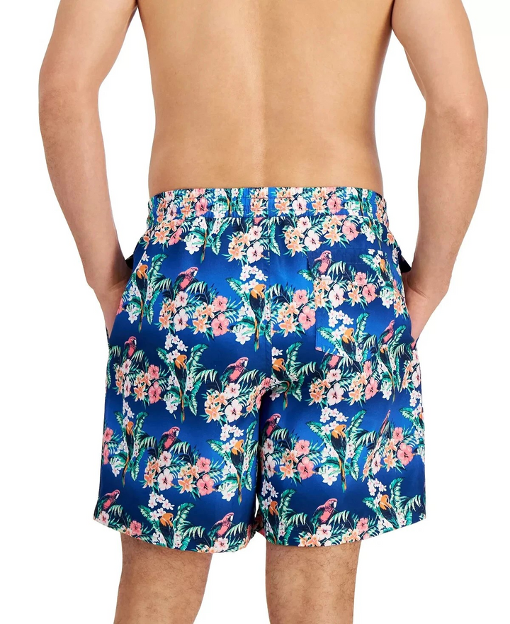Club Room Men's Bird Tropical Floral-Print Quick-Dry 7" Swim Trunks MSRP $45